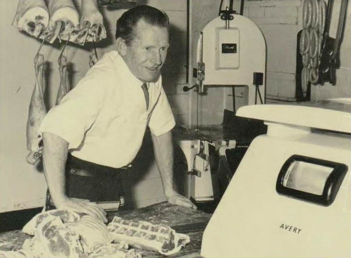 Jim Parkes in his butcher shop
(Image from Cardinia Shire interpretation board)